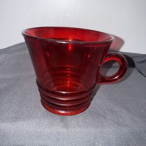 Paden City Penny Line Ruby Red Cup Mid Century Modern Depression Glass
